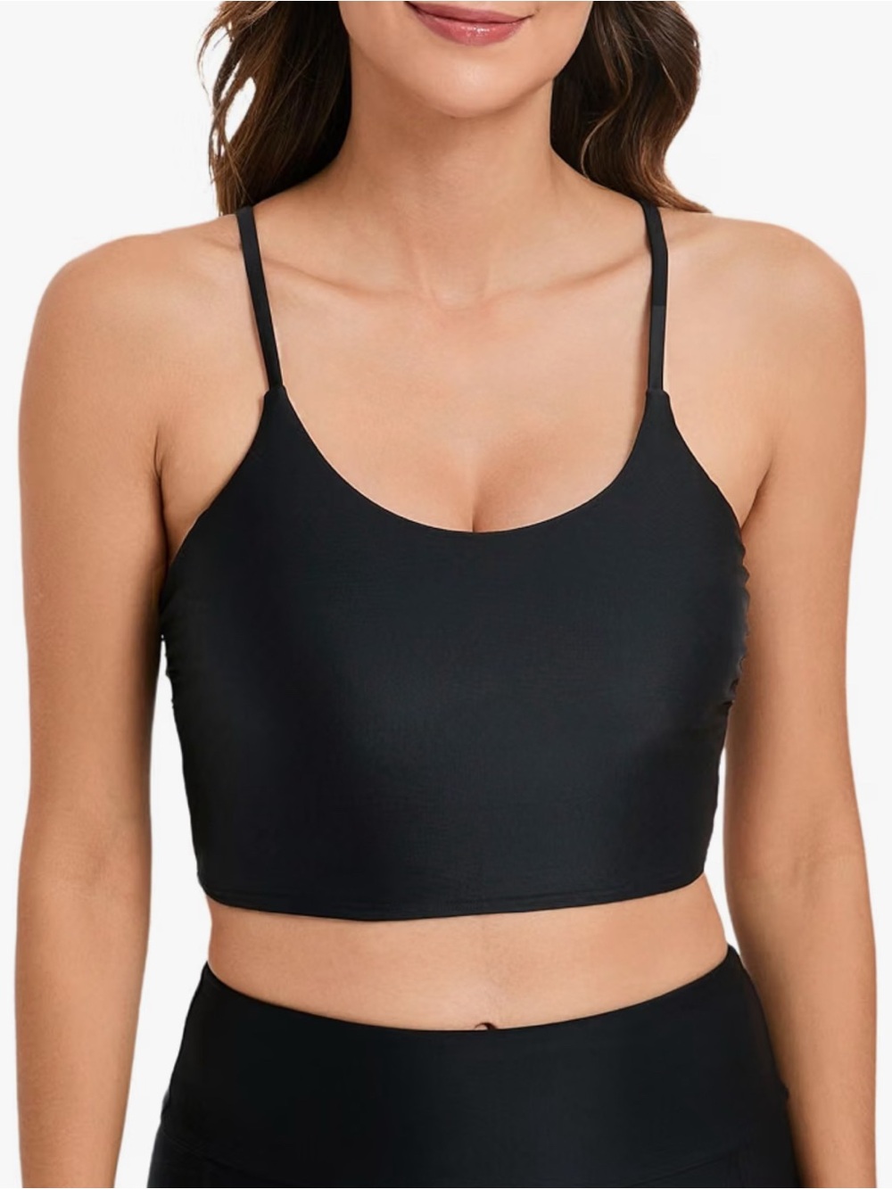Black Women's Longline Swim Top  - Size Large